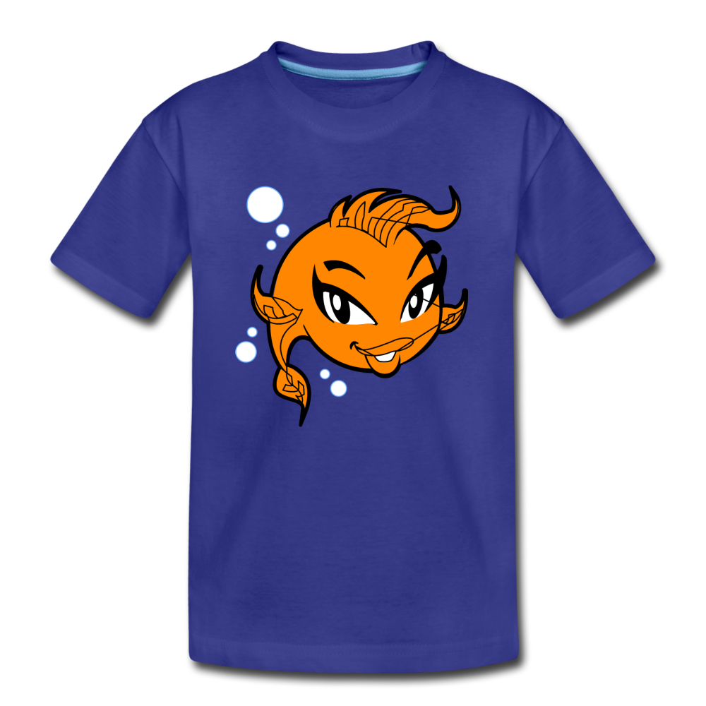 Girl Fish Cartoon Kids T-Shirt - royal blue