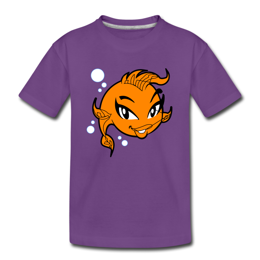 Girl Fish Cartoon Kids T-Shirt - purple