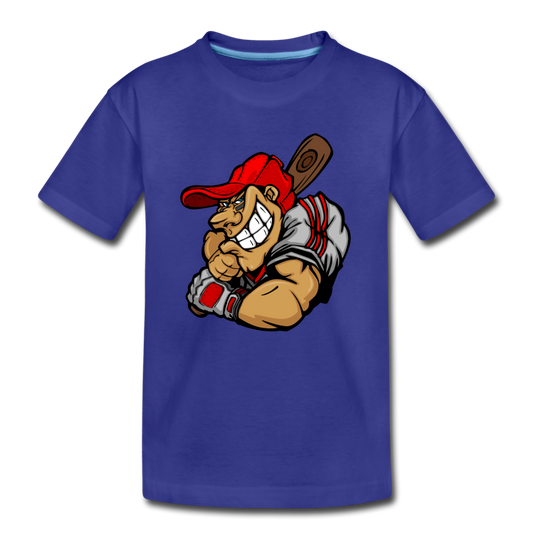 Baseball Player Cartoon Kids T-Shirt - royal blue