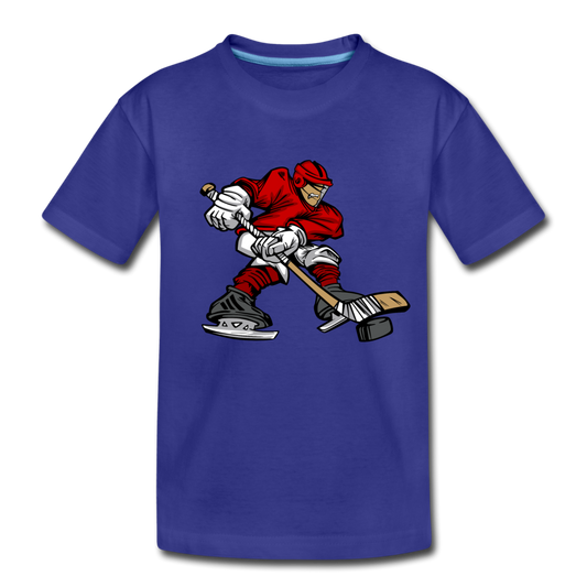 Hockey Player Cartoon Kids T-Shirt - royal blue