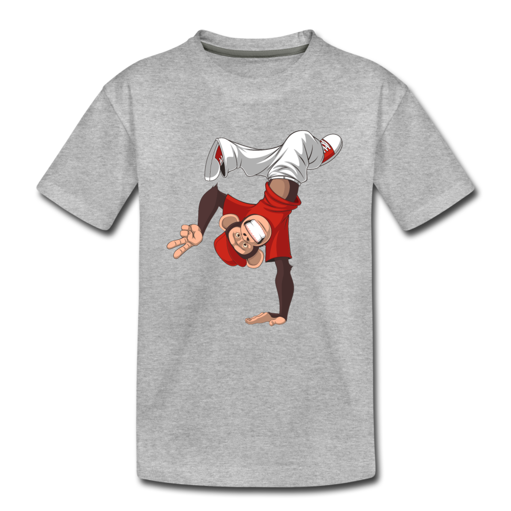 Handstand Monkey Cartoon Kids T-Shirt - heather gray