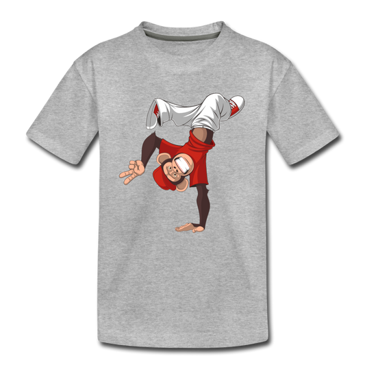 Handstand Monkey Cartoon Kids T-Shirt - heather gray