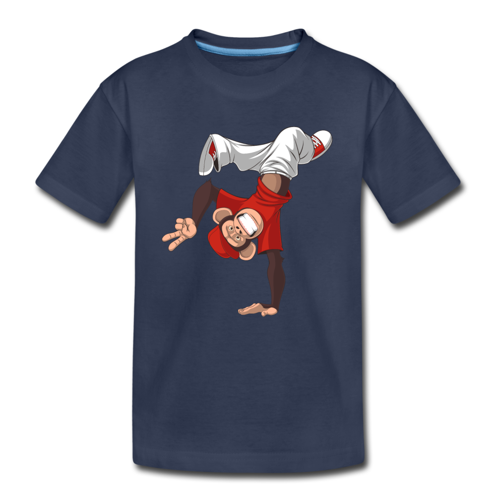 Handstand Monkey Cartoon Kids T-Shirt - navy