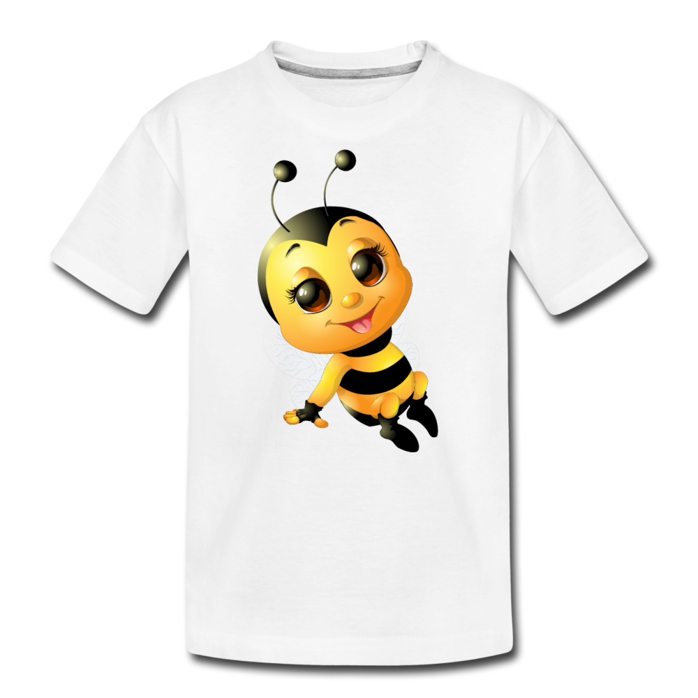 Bumble Bee Cartoon Kids T-Shirt - white