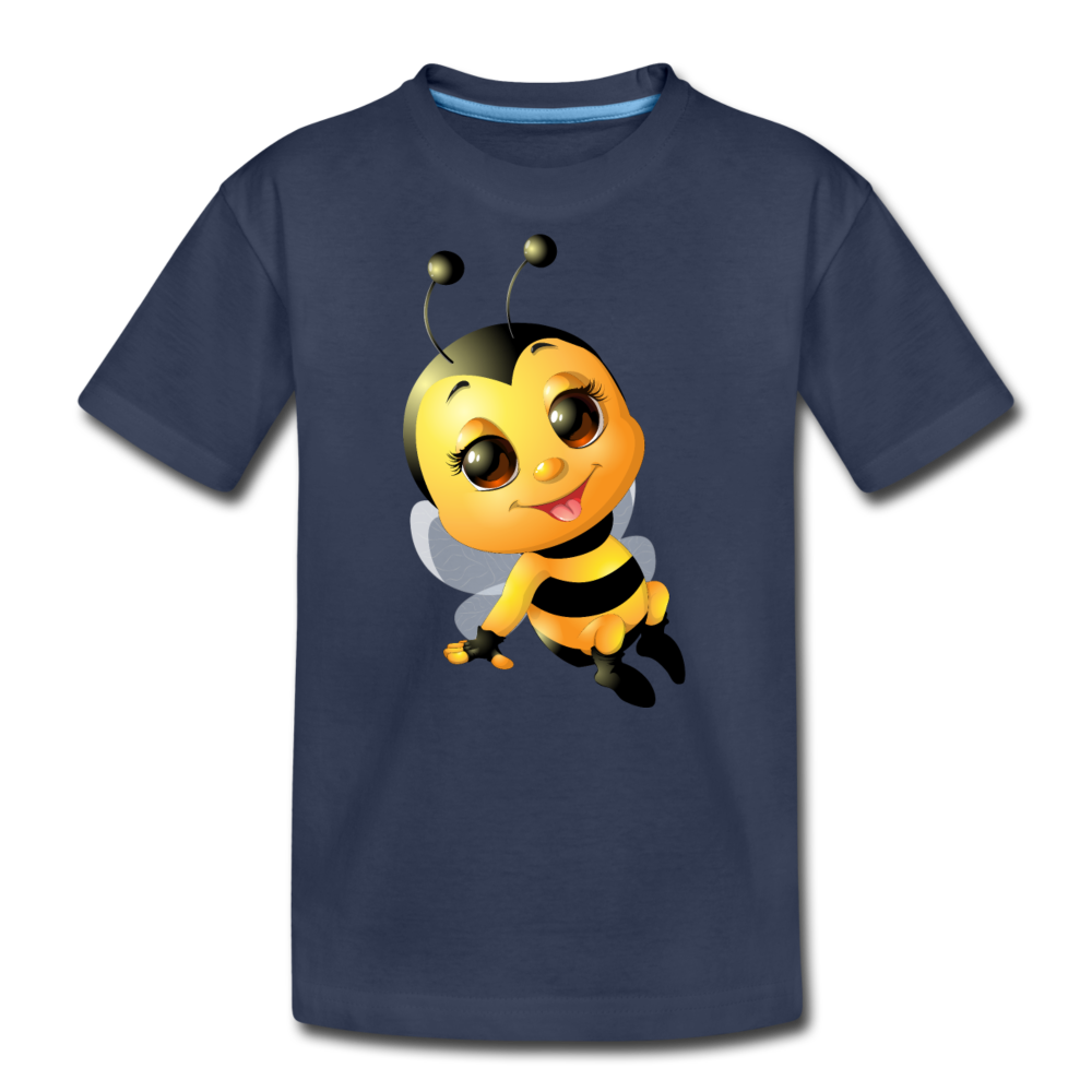 Bumble Bee Cartoon Kids T-Shirt - navy
