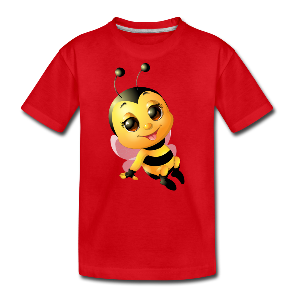 Bumble Bee Cartoon Kids T-Shirt - red