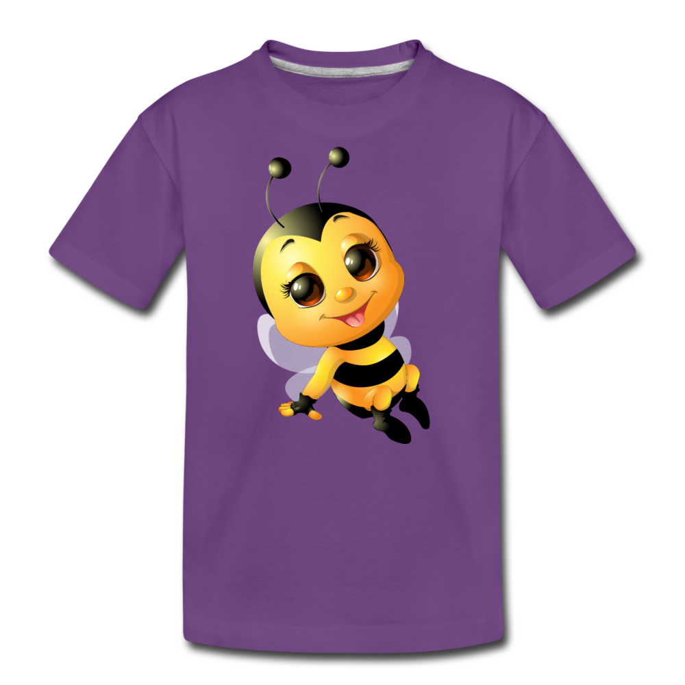 Bumble Bee Cartoon Kids T-Shirt - purple
