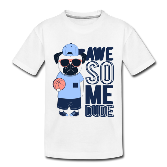 Awesome Basketball Dog Kids T-Shirt - white