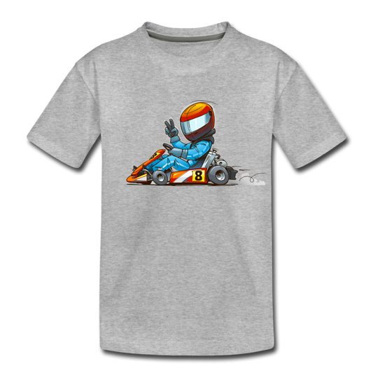 Go-Kart Cartoon Kids T-Shirt - heather gray