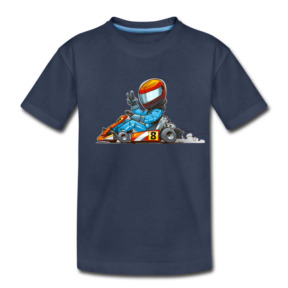 Go-Kart Cartoon Kids T-Shirt - navy