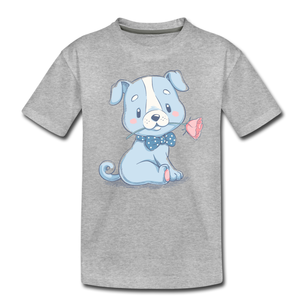Puppy Rose Kids T-Shirt - heather gray