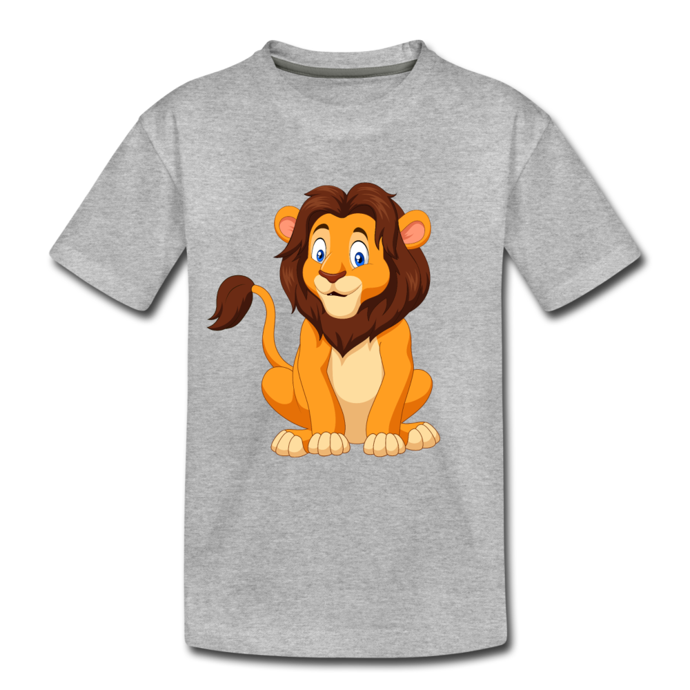 Lion Cartoon Kids T-Shirt - heather gray