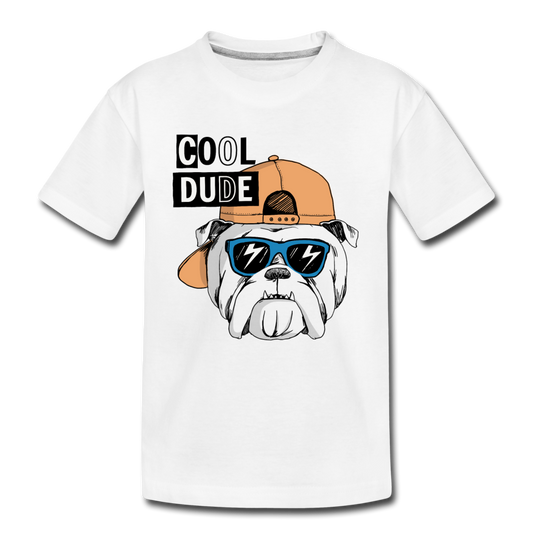 Cool Dude Dog Kids T-Shirt - white