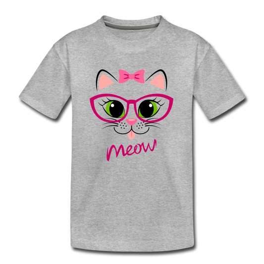 Meow Kitty Cat Kids T-Shirt - heather gray