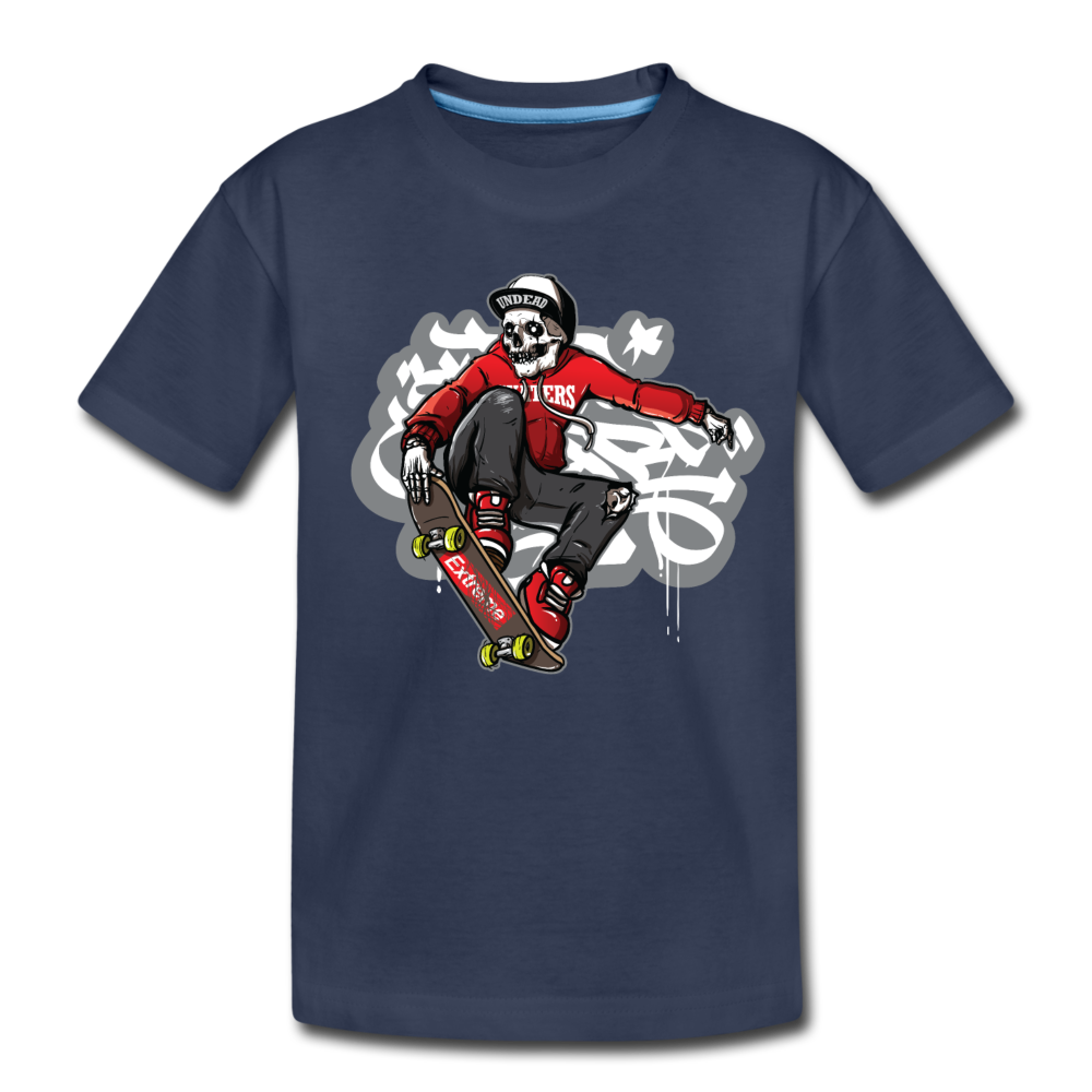 Skeleton Skater Kids T-Shirt - navy