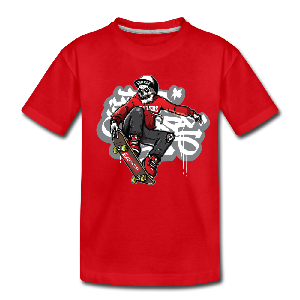 Skeleton Skater Kids T-Shirt - red