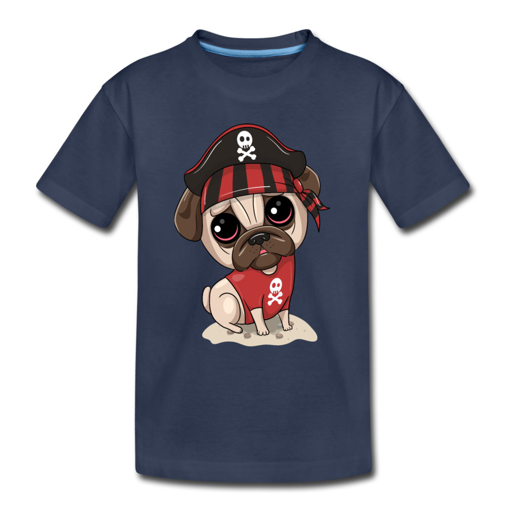 Pirate Dog Cartoon Kids T-Shirt - navy