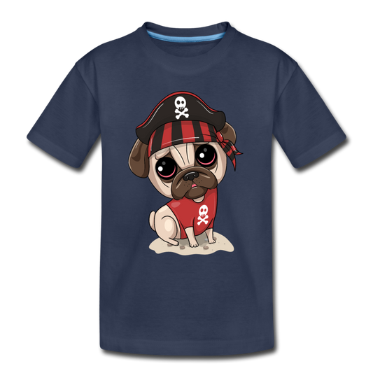 Pirate Dog Cartoon Kids T-Shirt - navy