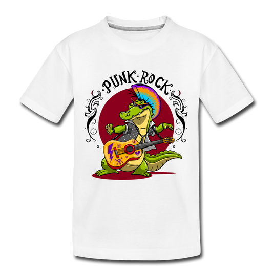 Punk Rock Guitar Gator Kids T-Shirt - white