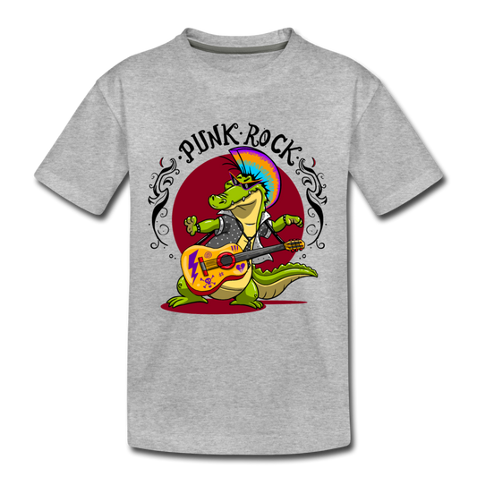 Punk Rock Guitar Gator Kids T-Shirt - heather gray