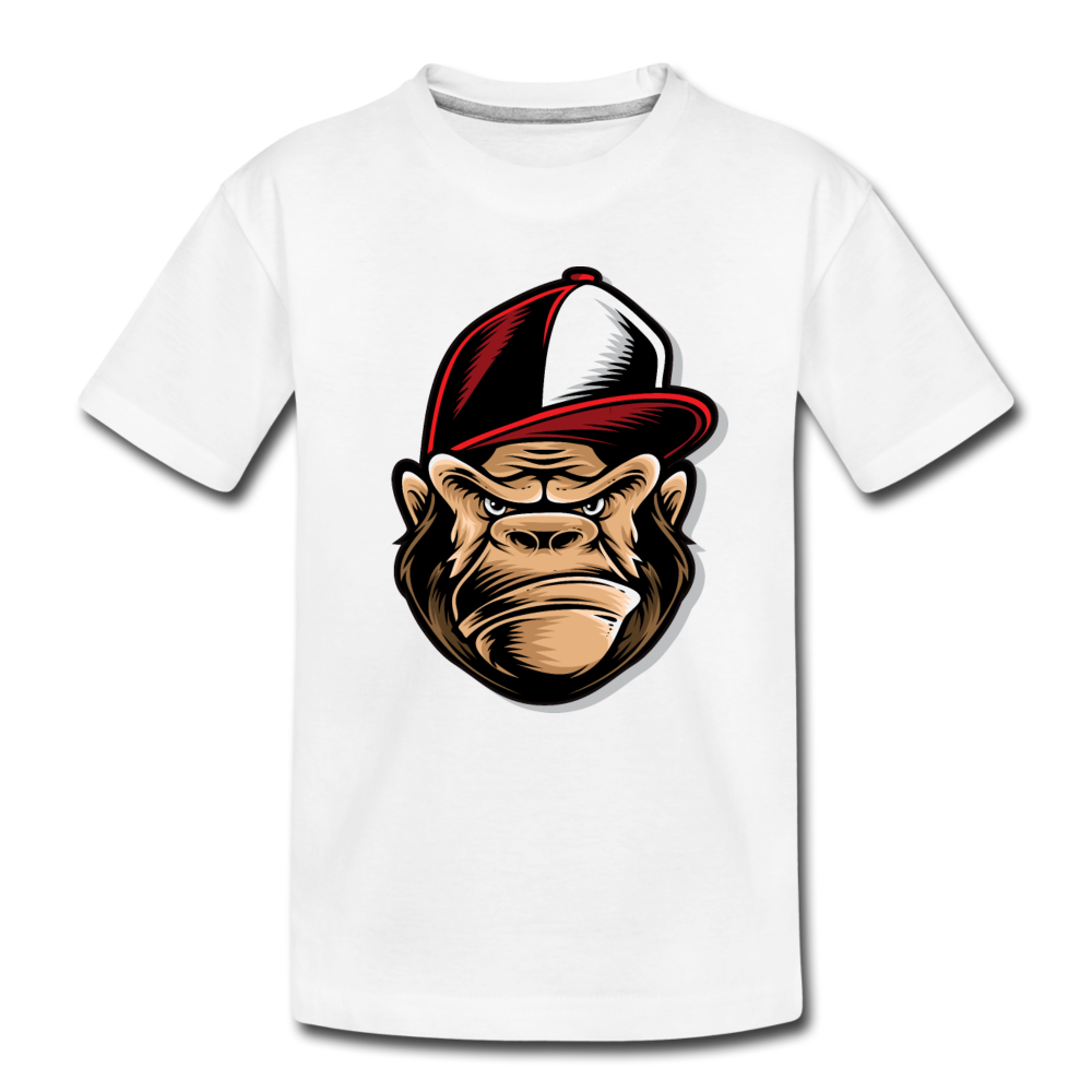 Gorilla Hat Cartoon Kids T-Shirt - white
