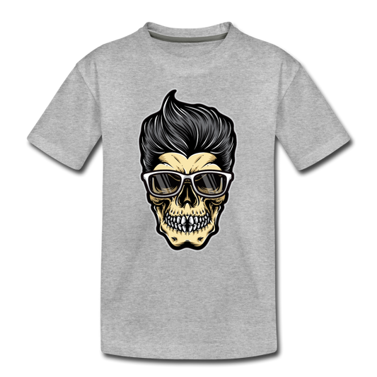 Cool Skeleton Hair Kids T-Shirt - heather gray