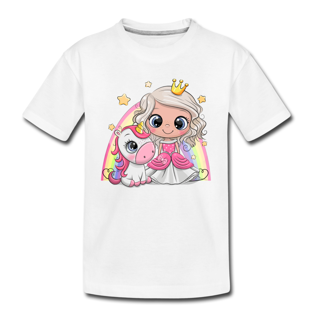Princess Unicorn Cartoon Kids T-Shirt - white