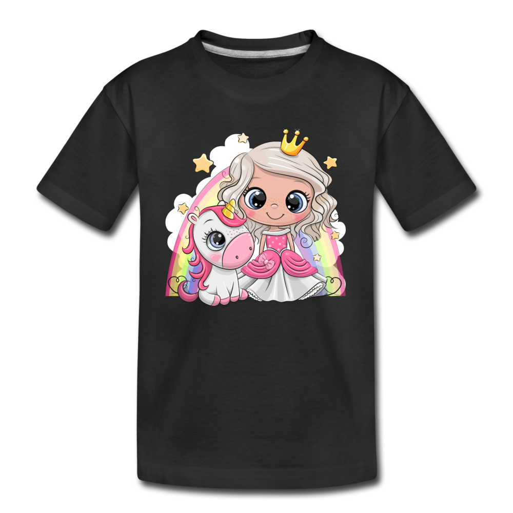Princess Unicorn Cartoon Kids T-Shirt - black