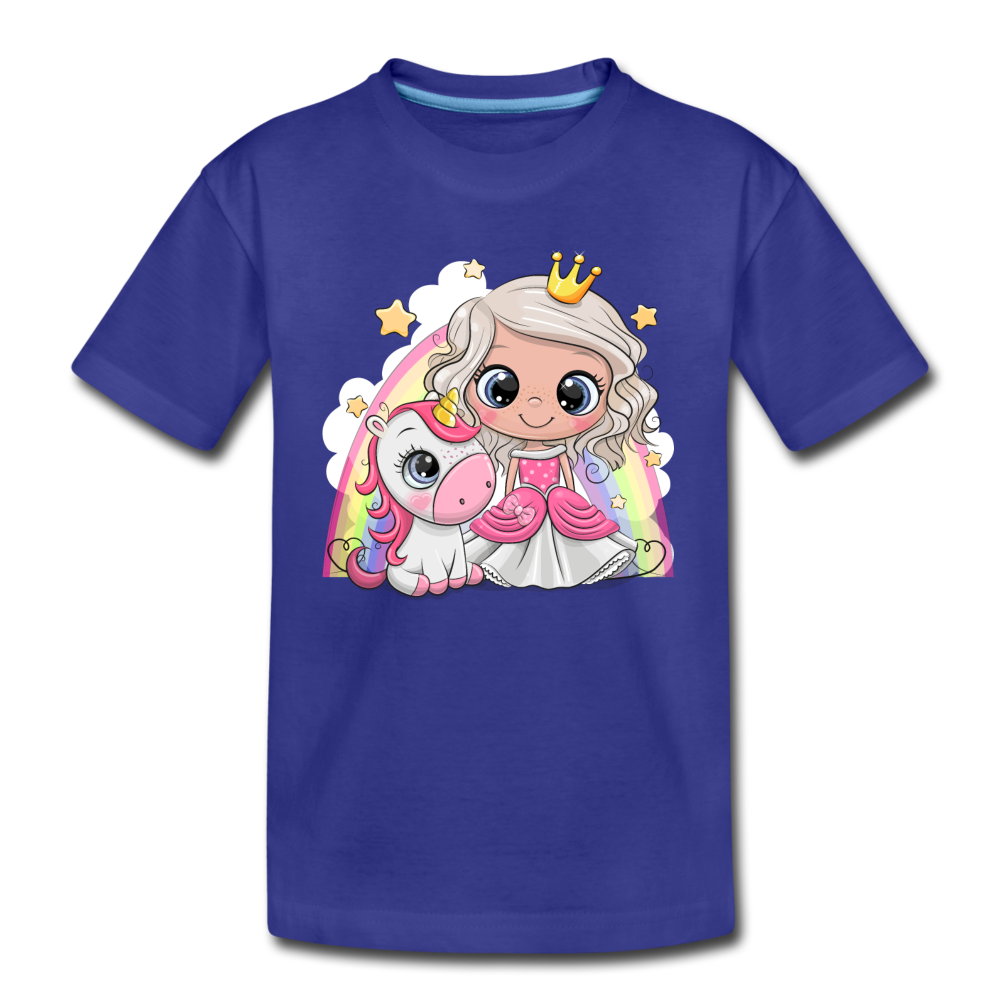 Princess Unicorn Cartoon Kids T-Shirt - royal blue
