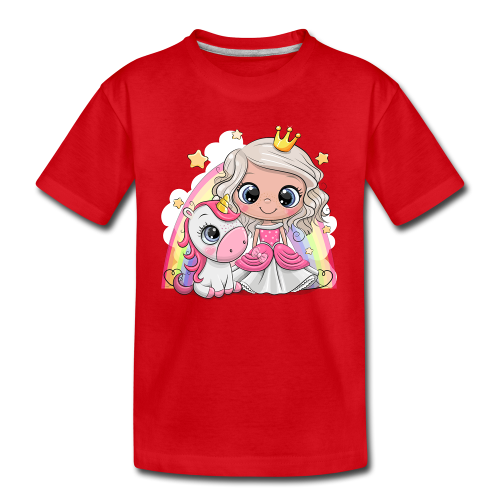 Princess Unicorn Cartoon Kids T-Shirt - red