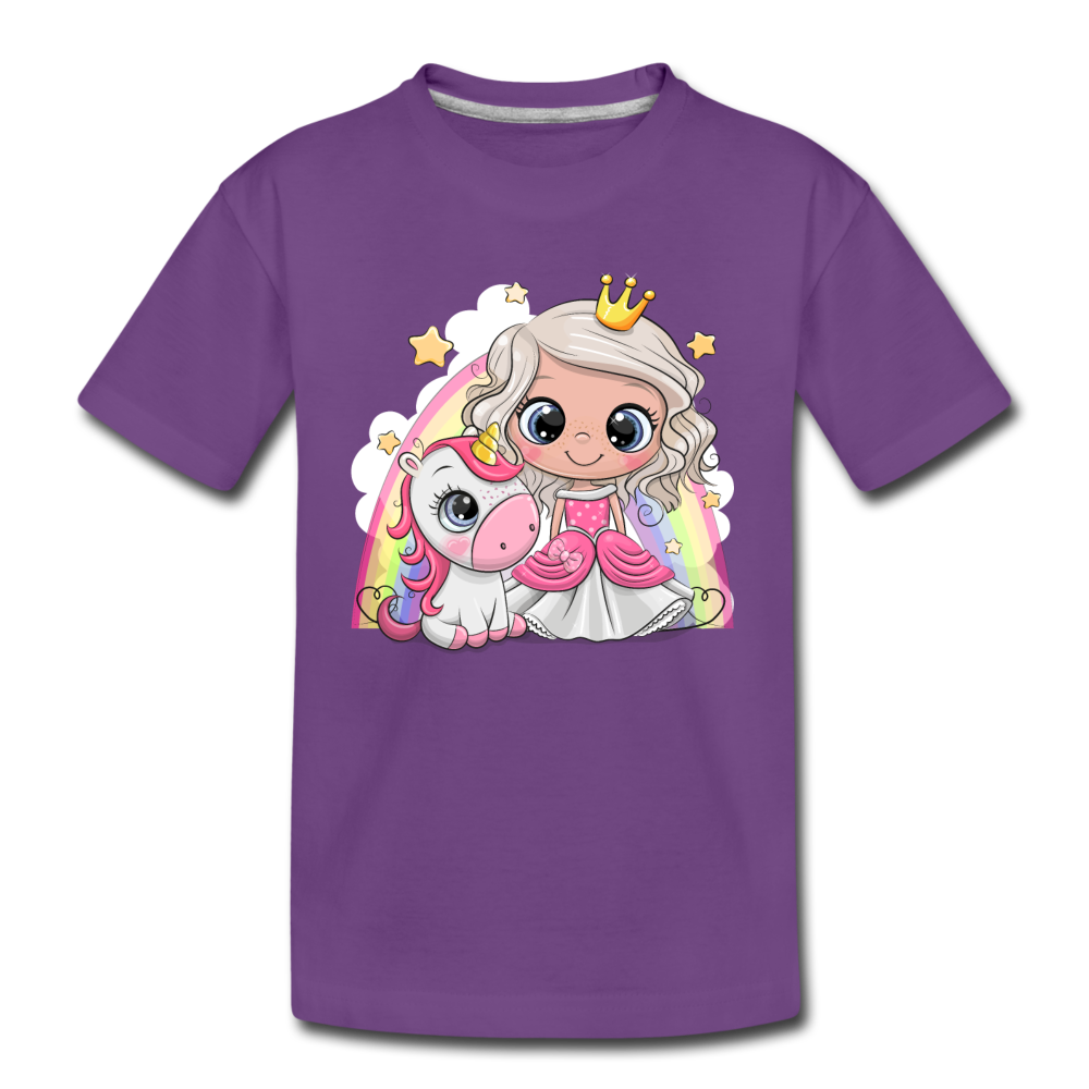 Princess Unicorn Cartoon Kids T-Shirt - purple