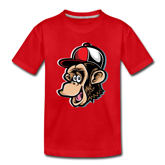 Monkey Hat Cartoon Kids T-Shirt - red
