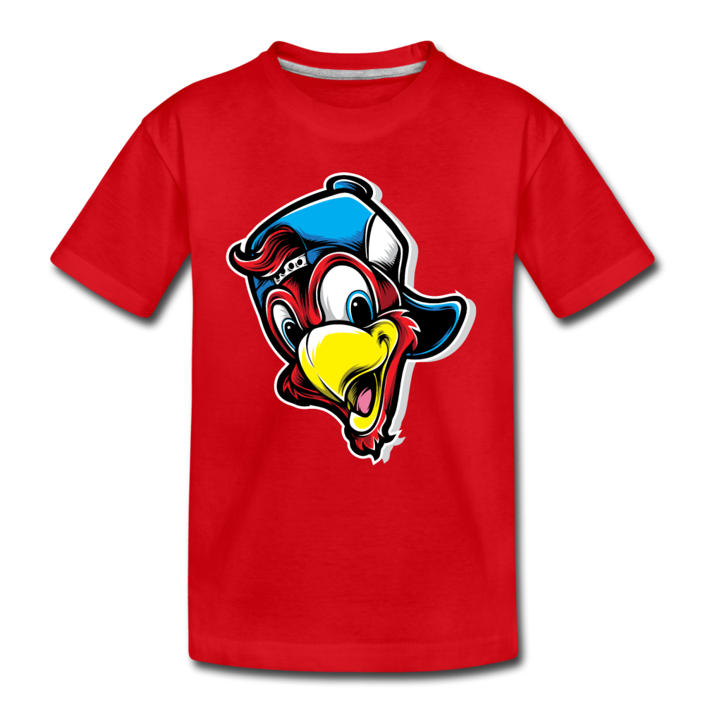 Cartoon Bird Hat Kids T-Shirt - red