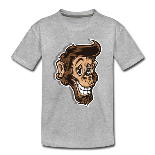 Monkey Cartoon Kids T-Shirt - heather gray