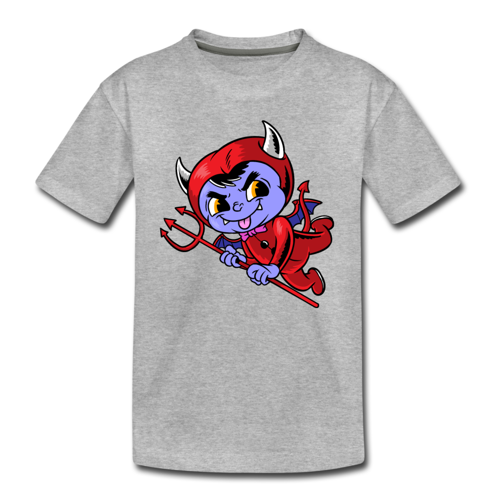 Devil Cartoon Kids T-Shirt - heather gray