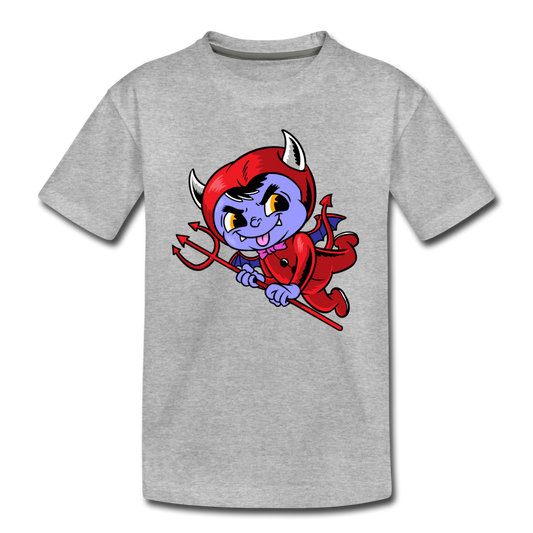 Devil Cartoon Kids T-Shirt - heather gray