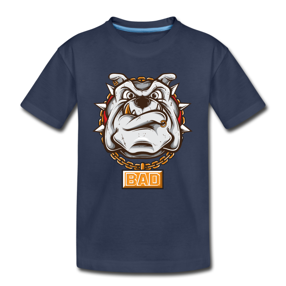 Bulldog Cartoon Kids T-Shirt - navy