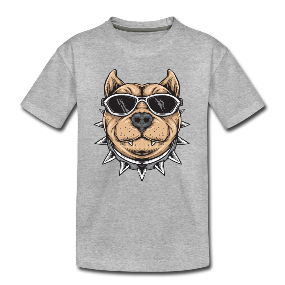 Dog Sunglasses Cartoon Kids T-Shirt - heather gray