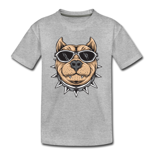 Dog Sunglasses Cartoon Kids T-Shirt - heather gray