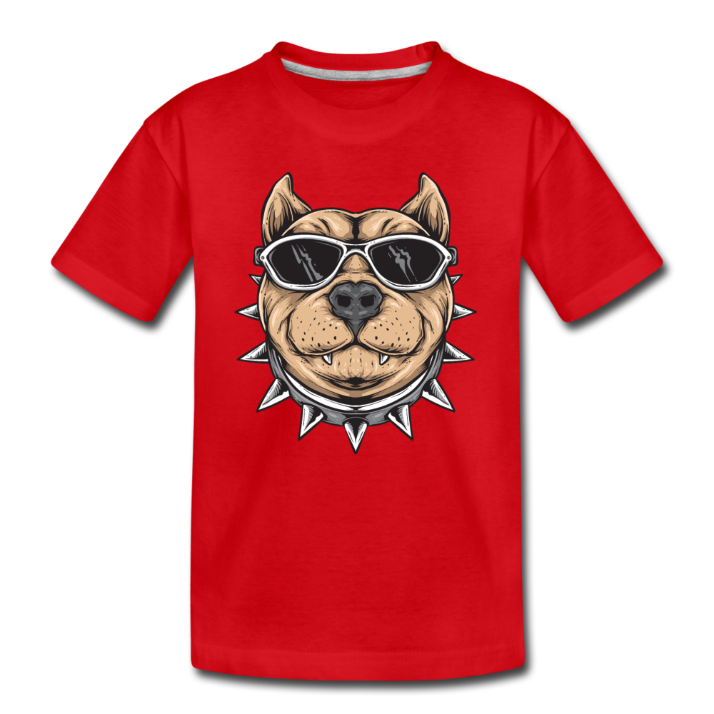 Dog Sunglasses Cartoon Kids T-Shirt - red