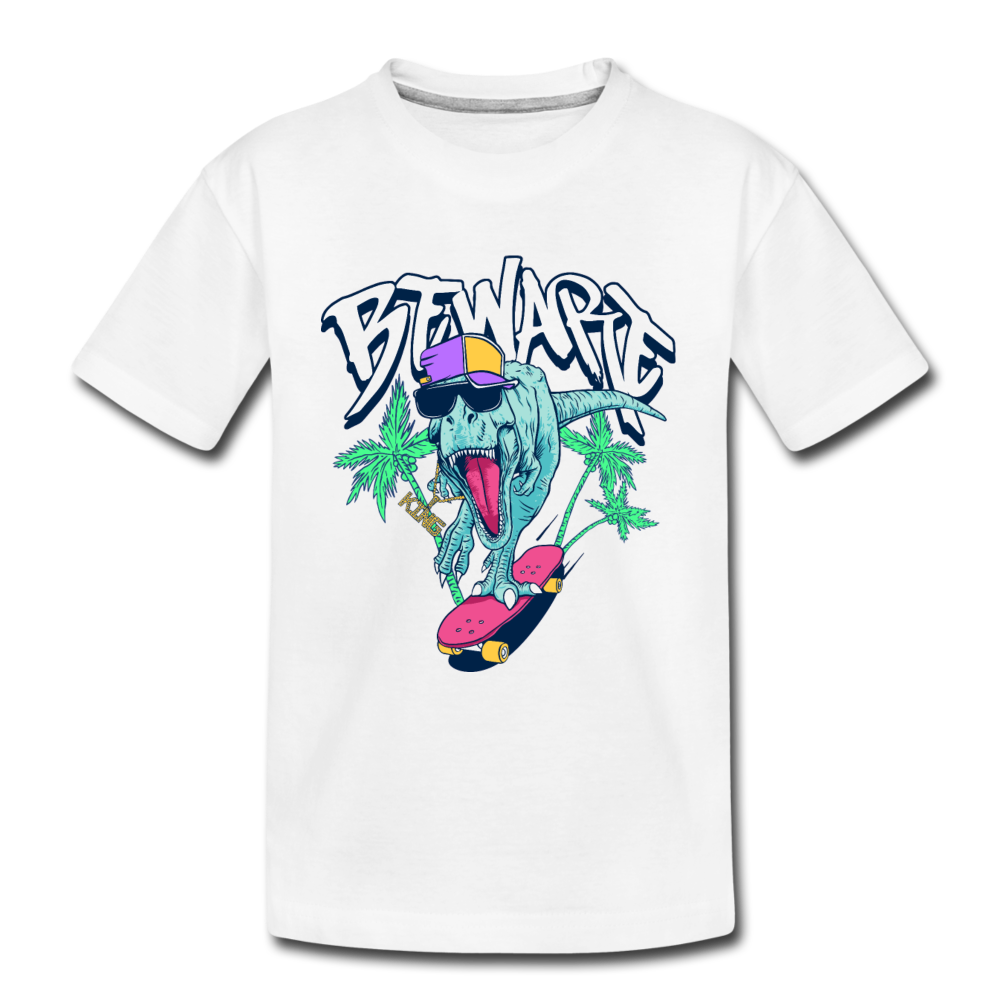 Dinosaur Skater Kids T-Shirt - white
