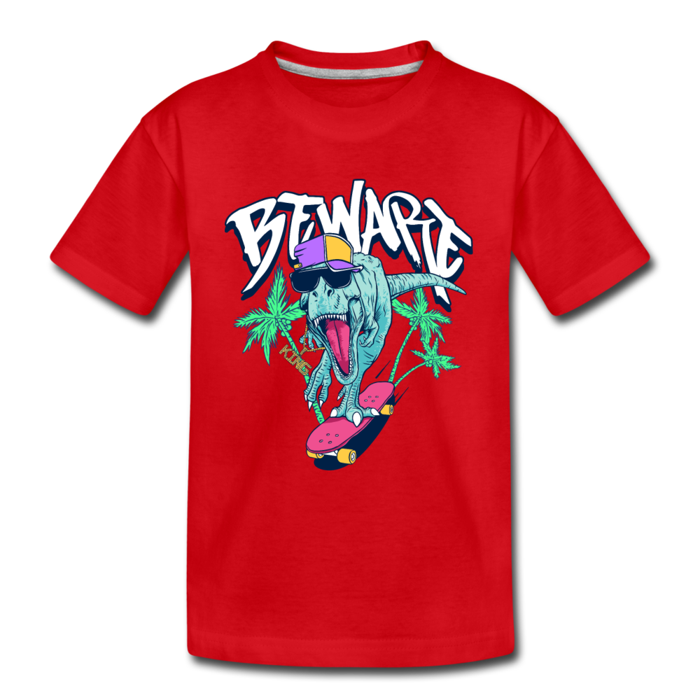 Dinosaur Skater Kids T-Shirt - red