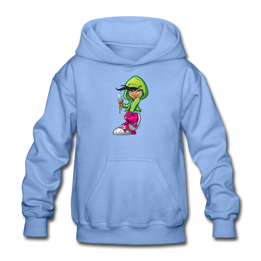 Cartoon Girl Kids Hoodie - carolina blue