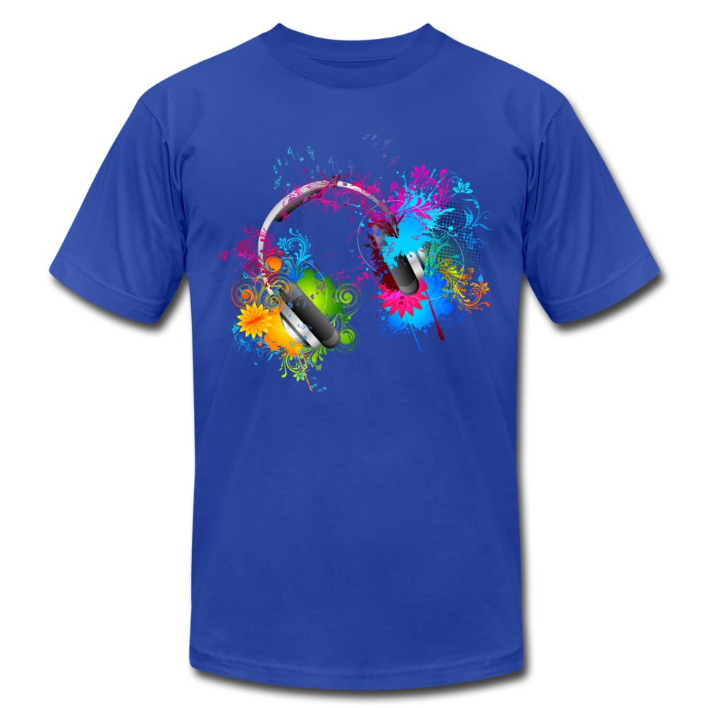 Colorful Abstract Floral Headphones T-Shirt - royal blue