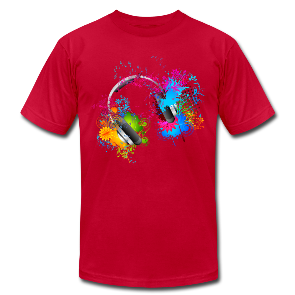 Colorful Abstract Floral Headphones T-Shirt - red