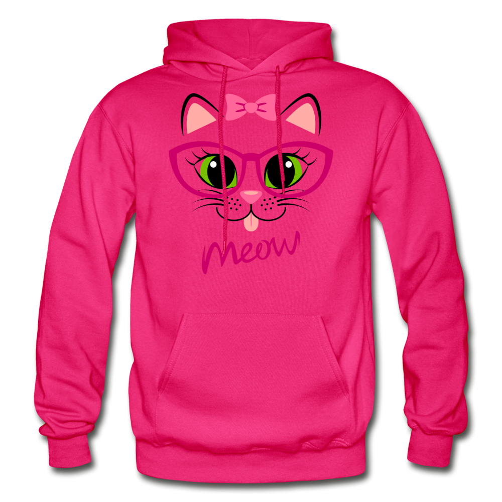 Cat Meow Hoodie - fuchsia