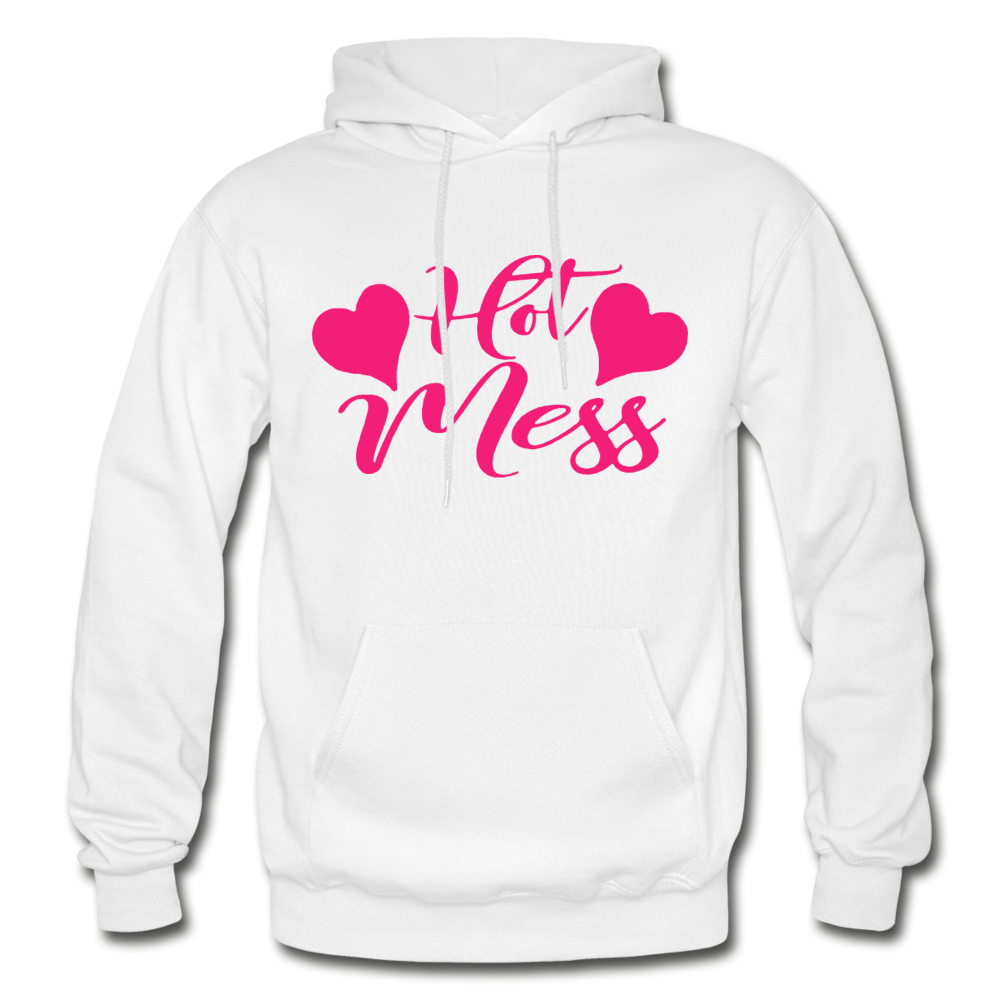 Pink Hot Mess Hoodie - white