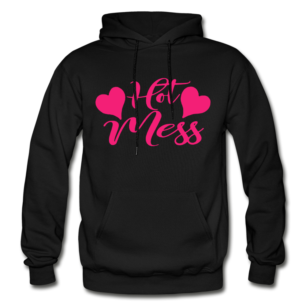 Pink Hot Mess Hoodie - black