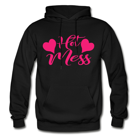 Pink Hot Mess Hoodie - black