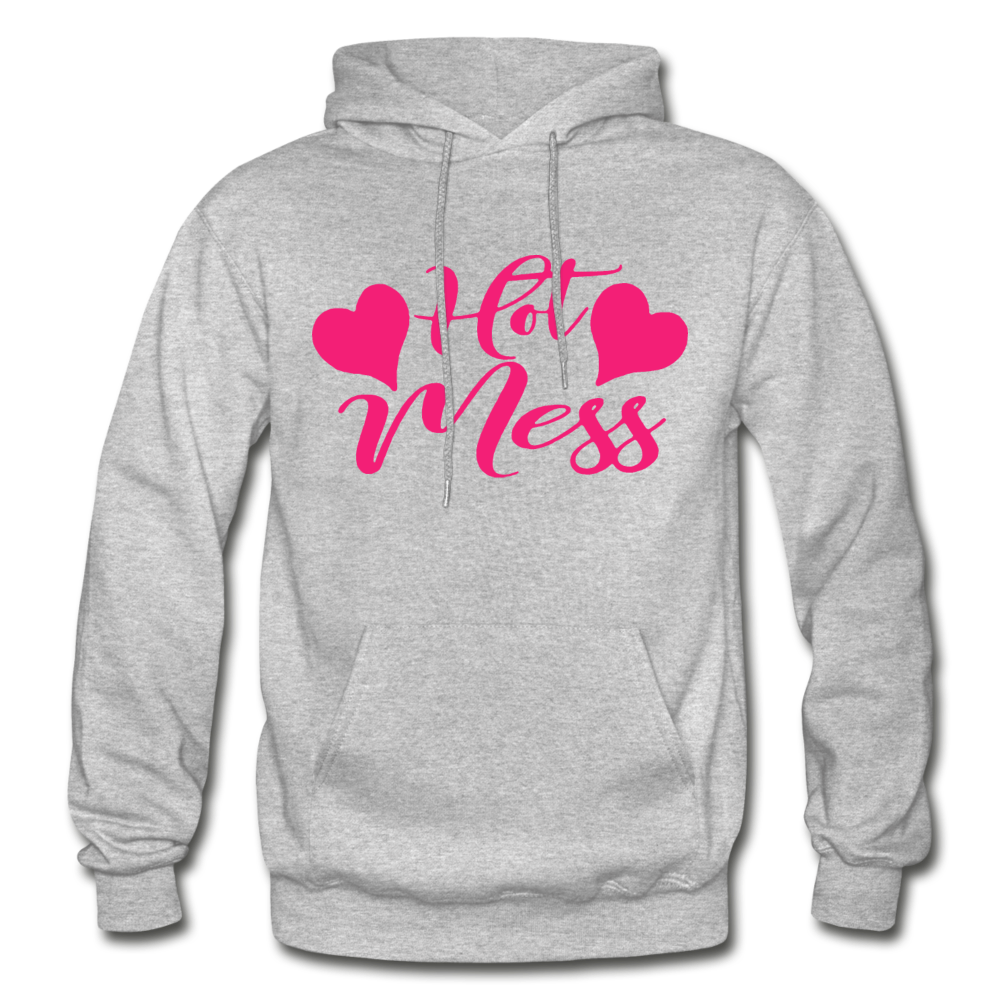 Pink Hot Mess Hoodie - heather gray